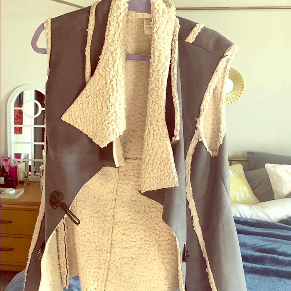 Sherpa faux suede vest
